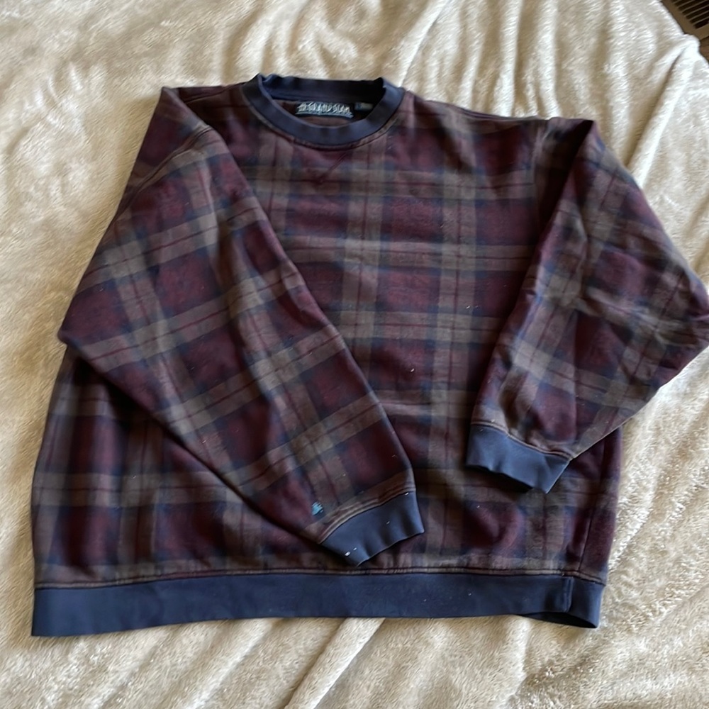 plaid crew neck